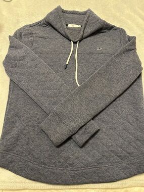 Women’s Vineyard Vines Quilted Heather Navy Funnel Neck Pullover